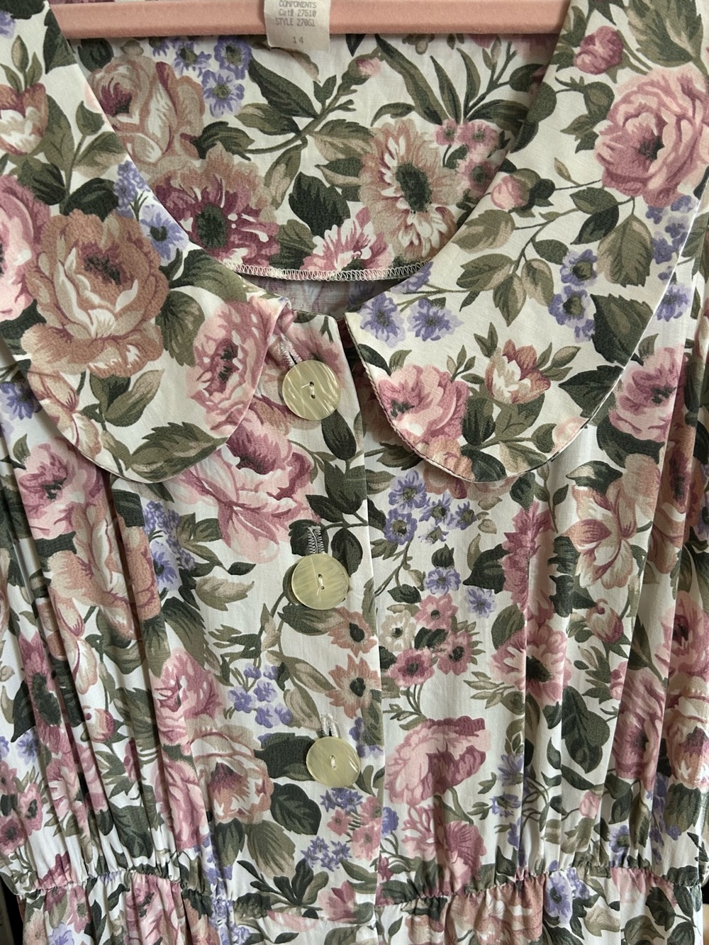 Floral Button-Front Sleeveless Dress with Peter Pan Collar Beautiful Buttons 14
